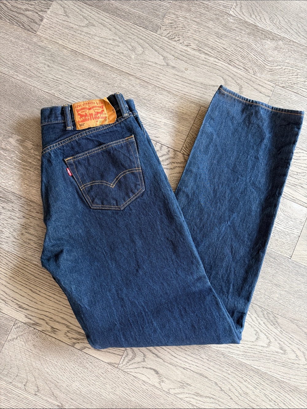 Men’s 501 Levi's Men's Indigo Straight Leg Jeans 38X38
